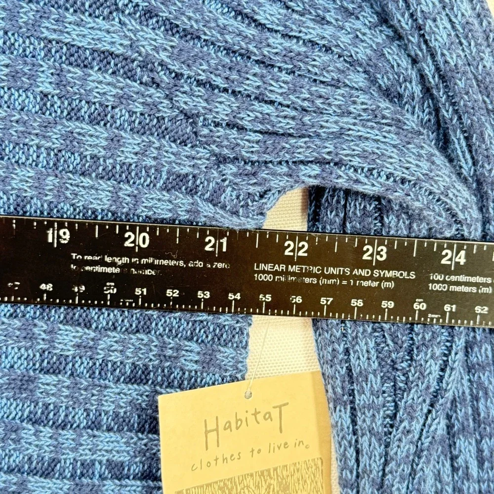 Habitat Sweater Women XL Blue Ribbed Mock Neck Lagenlook Coastal Oversized NEW